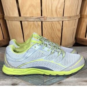 Merrell Mont Mavis Ash Gray Zest Green Trail Running Shoes Womens Size 6.5